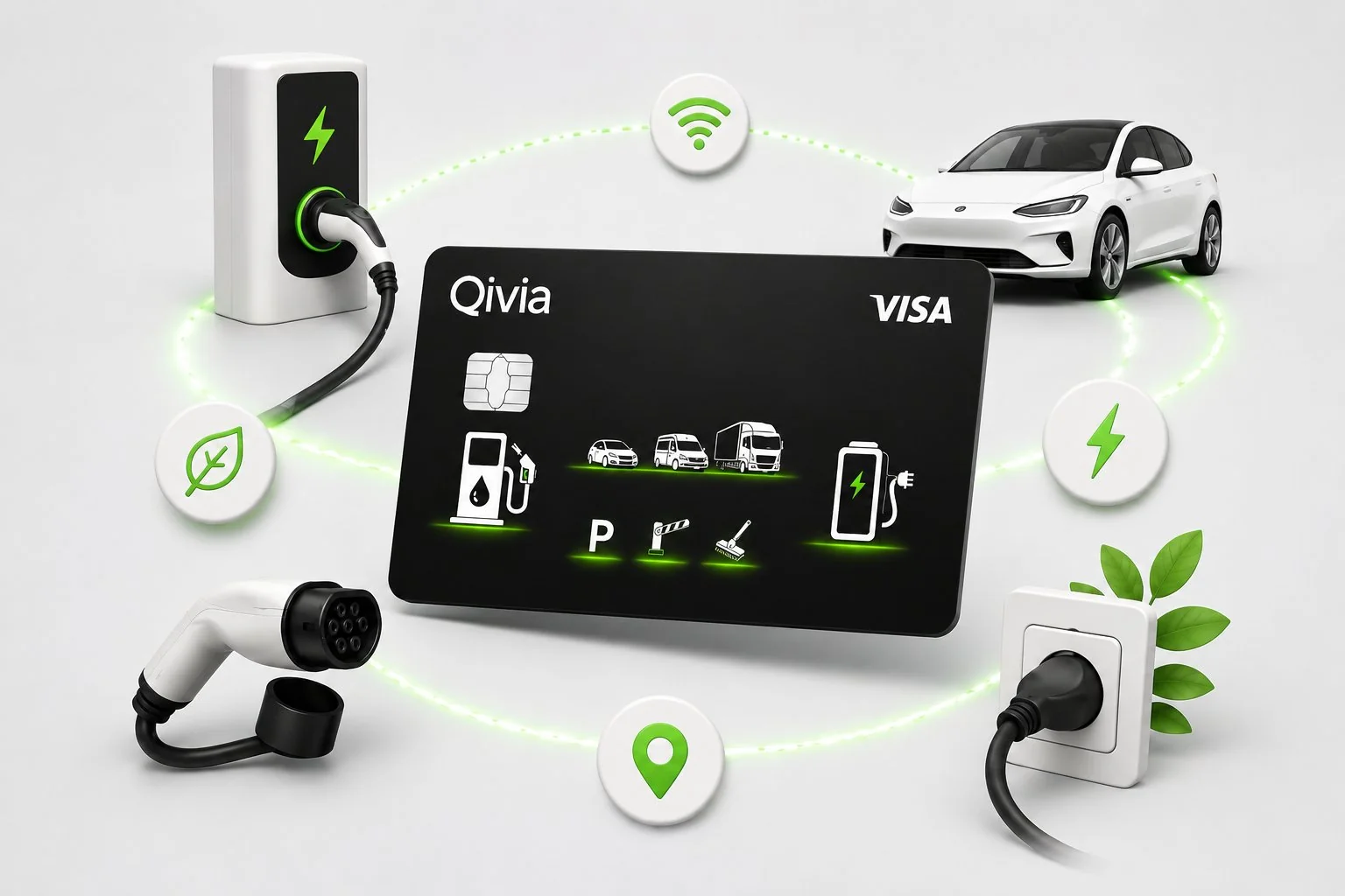 Carte Qivia devant une borne de recharge électrique